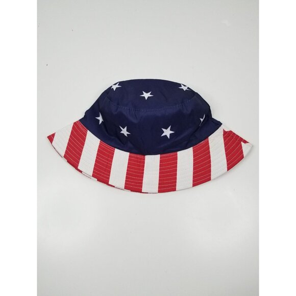 American Flag Bucket Cap Hat Stars and Stripes In Red White - Picture 4 of 5